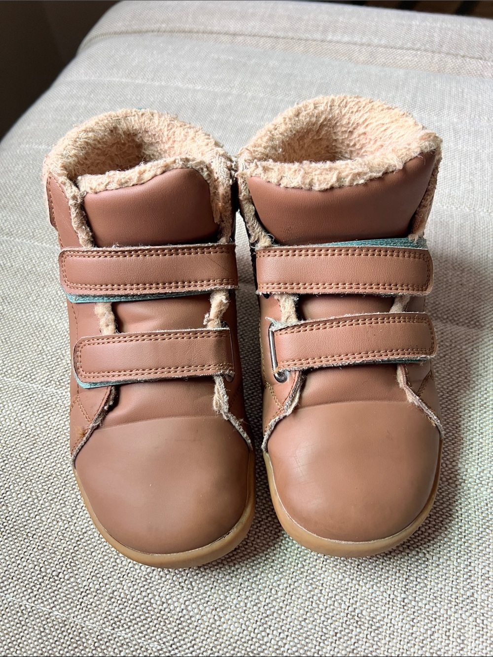 Ten Little Brown Faux-Fur Lined Winter Boots - Velcro Closure